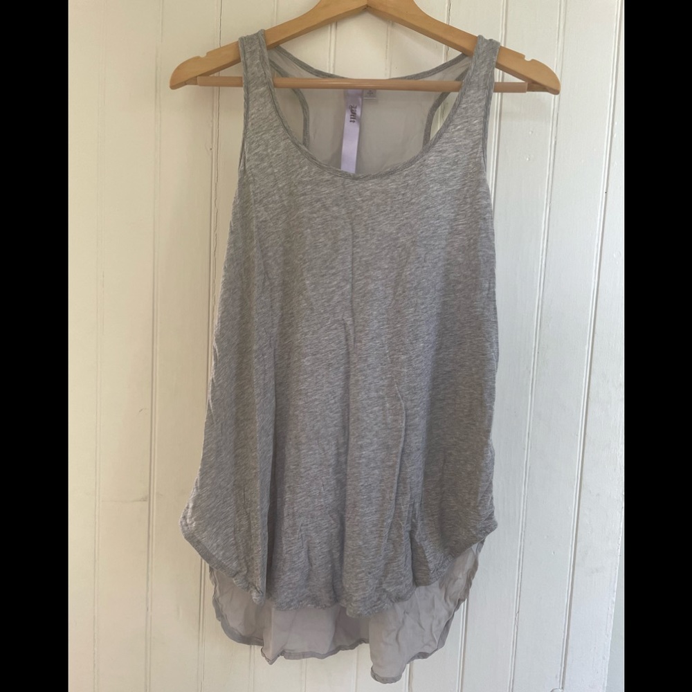 WILT Racer-Back Asymmetrical Tank Shirt with sheer back - SIZE LARGE